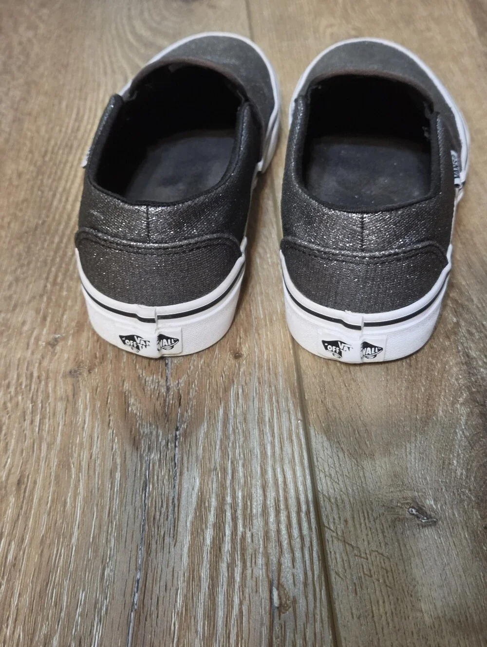 Vans Asher Shimmer Glitter Black Slip-On Women's Size 8